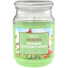 Candle-Lite Scented Candle in Glass with Lid Spring Adventures Scented Candle Spring Candles Long Burning Time (up to 110 h) Candles Green Scented Candle Large (510 g)