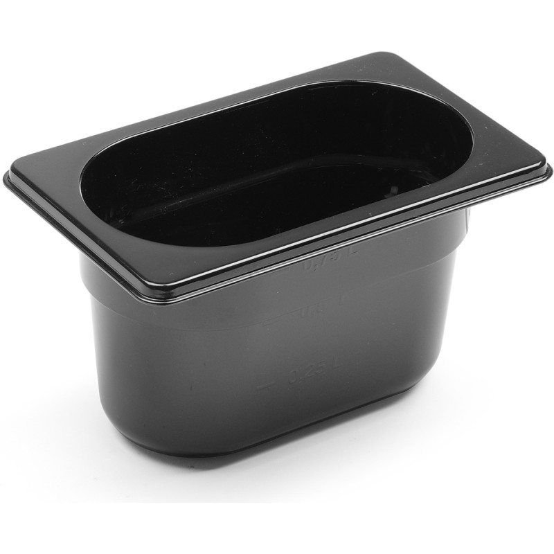 Hendi Maitinimo konteineris GN 1/9 iš juodos spalvos polikarbonato 176x162x100mm 1L 862827