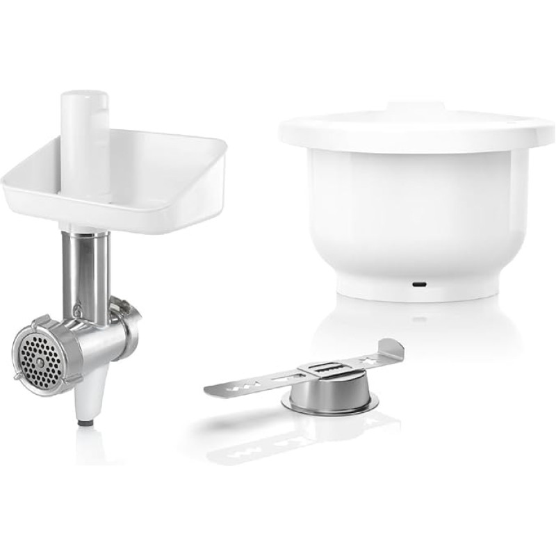 Bosch BakingSensation MUZS2BS Accessory Set, Mincer, Plastic Bowl, Biscuit Attachment, Stainless Steel Hole Disc, 4 Pastry Variations, Suitable for Food Processor Series 2