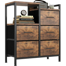 Flrrtenv Komoda Miegamasis su 5 stalčiais, aukšta komoda su lentyna, medžiaginė komoda prieškambaryje, prieškambaryje, gyvenamajame kambaryje, spintoje,