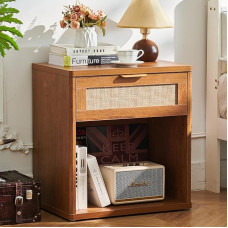 LELELINKY rotango naktinis staliukas, rudos spalvos