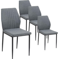 Valgomojo kėdės, 4 minkštų virtuvės kėdžių su atlošu rinkinys, minkštos kėdės, dirbtinis audinys, valgomojo kėdė, virtuvės kėdė, modernios valgomojo kėdės, svetainės kėdės, pilka spalva