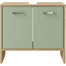 Pelipal Quickset 300 Basin Cabinet in Sage NB/Riviera Oak Landscape NB, 60.6 cm Wide, Sink Cabinet without Sink with 2 Doors
