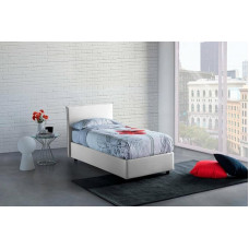 Talamo Italia - Bruna Single Bed, Container Bed with Fabric Cover, 100% Made in Italy, Front Opening, Suitable for Mattress Cm 80 x 190 cm, White
