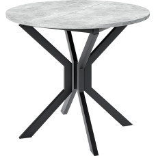 Mirjan24 Dirko M išplečiamas valgomojo stalas, apvalus virtuvės stalas, praktiškas valgomojo stalas, L: 90-130 x H: 77 x W: 90 cm, valgomojo stalas, darbo stalas (pilkas marmuras/juodas)