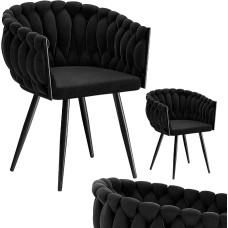 skølm Sudri Dining Room Chairs Black Set of 2 - Dining Room Furniture Kitchen Chair Height Adjustable - Armrest Chair with Velvet Cover Metal Frame - Shell Chair up to 120 kg Load Capacity for Dining