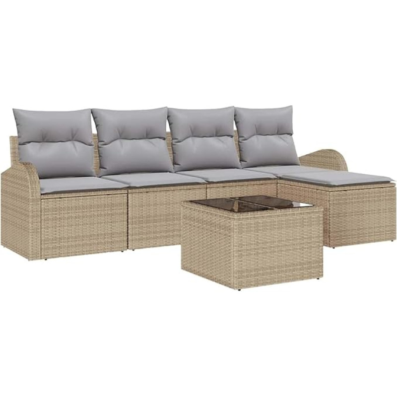 6 dalių sodo sofos komplektas su kilimais Schwarz Poly Rattan Gartenlounge Modelis3346010
