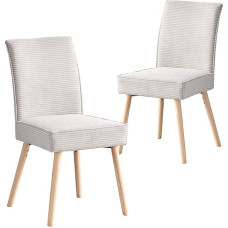 B&D home Cedric Dining Room Chairs Set of 2 Anthracite Kitchen Chairs Wood with Comfortable Pocket Spring Padding Upholstered Chair Corduroy Fabric in Skandi Design