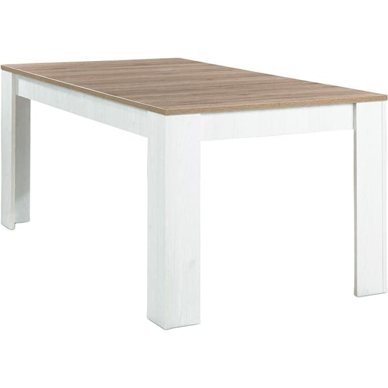 Valgomojo stalas, Virtuvės stalas, Išskleidžiamas stalas, 160 x 80 cm, Ruda/balta, Sanremo ąžuolas, Sibiu maumedis