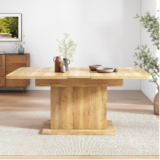 Moimhear Extendable Dining Table, Rectangular, L110/130 x W70 x H75 cm, Iron, Space-Saving, Multifunctional, Natural