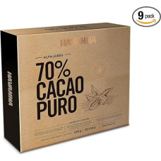 Alfajores Havanna 70% Cacao Puro Double Biscuits with Milk Caramel Cream Filling and Chocolate Coating - Box of 9 Pieces, 585g - Alfajores Havanna 70% Cacao Puro (Pack of 9)