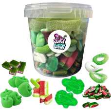 Candy Mix Bucket Green 500 g - Green Fruit Gums from Around the World | Party Mix Gummy Bears & Sweets | Candy Box | Candy Box Gift Idea for Children & Adults