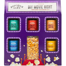 DIY Movie Night Popcorn Spice Set, Make Your Own Popcorn, Five Delicious Popcorn Spices + 500 g Popcorn Corn, Vegan and Gluten Free
