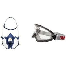 3M Respirator Mask 4255+ A2P3 Half Mask for Paint Spray/Painting Work 1 Per Pack & 2890SA Full Vision Goggles 2890 Series AF, UV, A, No Vents (Gas-tight), Clear