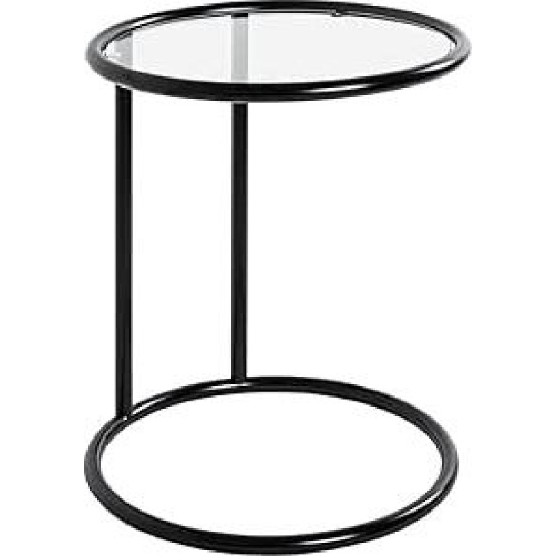 HAKU Möbel Šoninis staliukas Juodas metalas Saugus stiklas Aukštis 55 cm x Skersmuo 45 cm Stilius: Modernus
