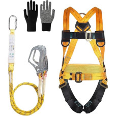 Apsaugos nuo kritimo saugos diržas, saugos diržas, skirtas sugauti kritimą, su 2 x didelėmis sagtimis ir 2 x 2 m virvėmis, 150 kg keliamoji galia, skirtas darbui ore, stogdengiams