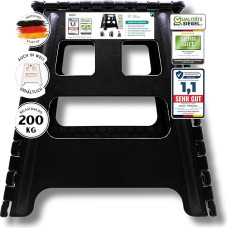 Alason® Folding Step Stool 39 cm, Maximum Load 200 kg, with Hanging Hook & Storage Bag, Space-saving, Foldable Stool in Anthracite/Black for Home, Kitchen & Bathroom