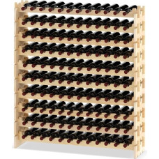FANTASK Wooden Wine Rack for 120 Bottles, Bottles Modular with 10 Levels, Bottle Rack Stackable, Wooden Shelf for Kitchen, Dining Room, Bar, Basement, 120 x 29 x 128 cm