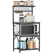 Furologee Kitchen Shelf with Hutch Light Black Oak