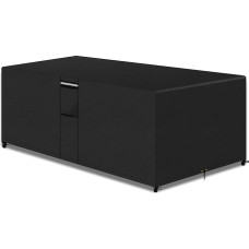 PATIO PLUS stačiakampio formos sodo baldų komplekto dangtis su oro ventiliacijos sistema, 600D Oksfordo audinio terasos komplektas, lauko sodo kėdžių ir stalo dangtis, atsparus vandeniui, atsparus vėjui, juodas, 242 x 162 x 100 cm