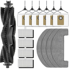 (21 Stück) MS1 MAX Ersatzteile für den MONSGA MS1 MAX Saugroboter, 1 Walzenbürste, 6 Seitenbürsten, 6 Staubbeutel, 4 HEPA-Filter mit Schaumstofffiltern, 4 Wischpads, Zubehörset