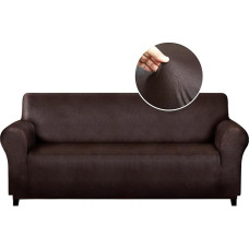 molasofa Didelio dydžio sofos užvalkalas namų apdailai, minkštas 3 pagalvių sofos užvalkalas, odinis, panašus į spandekso užvalkalą, 1 vnt. sofos užvalkalas šunims ir katėms (didelio dydžio sofa, šokoladas)