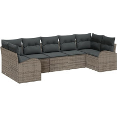 Rantry Garten Sofa Set 7-teilig Dunkelgrau Rattan Garten Sofa Gartenlounge Model3346189