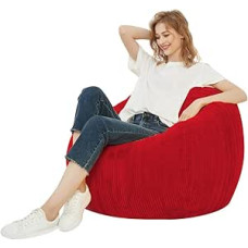 Velvetinis pliušinių pupelių maišo dangtelis Skalbiamas minkštas pliušinių pupelių maišo dangtelis (be užpildo) vaikams paaugliams berniukams mergaitėms (XXL, 120 x 120 cm, raudonas)