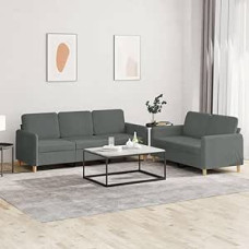 LAPOOH 3202119 2 dalių sofos komplektas su pagalvėlėmis Tamsiai pilkas audinys, poilsio sofa, sofos ir kušetės, poilsio sofa, sofa svetainei, sofa su miego funkcija