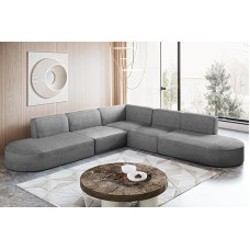 Kaiser Möbel - Kampinė sofa su gyvenamuoju kraštovaizdžiu, kampinė L formos sofa, minkšta sofa, didelė sofa, kampinė sofa, itin didelė, patogi sofa svetainei, relaksacinė sofa, stilinga sofa su laidu, Modena