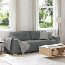 Refined mit Kissen modernes Design robuster Bequeme Couch minimalistisches Indoor-Sofa 3-Sitzer-Sofa Dunkelgrau 180 cm Stoff