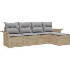 5 dalių sodo sofos komplektas su sėdynėmis iš beigem Poly Rattan, 2 dalių sodo sofa su stalčiumi ir sėdynėmis iš beigem Poly Rattan Gartenlounge Modelis3353989