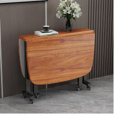 Ausziehbarer Esstisch aus Massivholz mit Rollen, Schmetterlings-Design, platzsparend, für kleine Flächen, braunes Finish, 120 x 80 x 75 cm, perfekt für Esszimmer und Küche