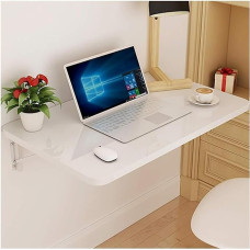 Schwebender Wandschreibtisch, platzsparender, an der Wand montierter Klapptisch für kleine Räume (weiß, 30 cm x 120 cm)