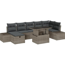 8-teiliges Garten Sofaset mit Kissen Grau Poly Rattan Gartenlounge Model3361218