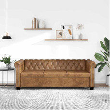Česterfildo sofa 3-vietė 2-vietė poilsio sofa Minkšta sofa Sėdimieji baldai Dizainerio sofa Svetainės sofa Dirbtinė oda Ruda