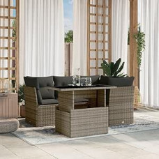 Garten-Sofagarnitur Ecksofa & Mittelsofa Set, Grau, PE-Rattan, 62x62x69 cm - Für Terrasse und Innenhof Model3266560
