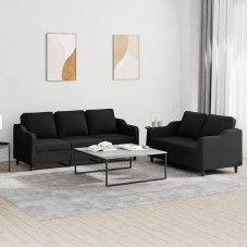 Gecheer 2-TLG. Sofagarnitur mit Kissen Schwarz Stoff, Moderne Couch Polstersofa für Wohnzimmer Schlafzimmer Spielzimmer3201838