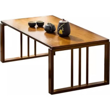 Folding Bamboo Coffee Table for Farmhouse Tea Sitting Portable Japanese Floor Table with Foldable Kotatsu Design (27.5 x 16.5 x 13 inch, Natural)