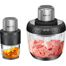 Electric Meat Mincer 800 W, Kitchen Chopper with 3 L + 0.5 L, Multi Chopper with 2 Speed Levels for Meat, Onions, Fruit, Vegetables (Black)