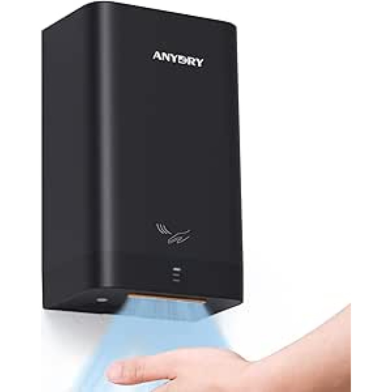 anydry AD2822 Greitaeigis rankų džiovintuvas Automatinis elektrinis rankų džiovintuvas komerciniams arba namų ūkio reikmėms (juodas)