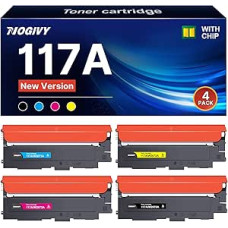 117A toneris su mikroschema Suderinamas su HP 117A tonerių rinkinys, skirtas HP spalvoto lazerio daugiafunkciniams įrenginiams 179fwg 178nw 178nw 178nwg 179fnw 150nw 150a 150w W2070A W2071A W2072A W2073A (juodas, žydras, geltonas, purpurinis, 4 vnt.)