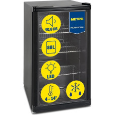 METRO Profesionalus mini šaldytuvas GPC1088 88L 1052kWh / 24h 3 nerūdijančio plieno vielinės lentynos Juoda