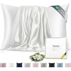 Šilko užvalkalas 40 x 80 cm, skirtas plaukams ir odai, po 1 vnt. iš abiejų pusių, natūralaus šilko užvalkalas su paslėptu užtrauktuku, minkštas, kvėpuojantis, švelnus, standartinio dydžio, dramblio kaulo spalvos