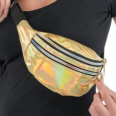 Chaks - Crossbody Moon Bag, Holographic Bag with 2 Compartments, Bum Bag for Festival or Theme Party