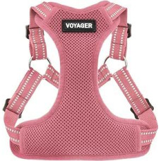 Voyager Adjustable Dog Harness with Reflective Stripes, Durable Full Body Vest without Pulling Force with Leash D-Ring, Breathable, Pink, Size S