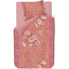 Pip Studio Tokyo Bouquet Bed Linen, Pink, Flowers, Branches, Plants, Piping, Percale Reversible Look, Size: 155 cm x 220 cm