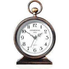 7 colių senovinis stalinis laikrodis su rankenėle, antikvarinis metalinis stalinis laikrodis, veikiantis akumuliatoriumi, retro stalo laikrodis, grindų laikrodis miegamajame, svetainėje, lentynoje, kaimo namuose, židinio apdailai