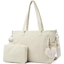 Makukke Cord Tote Bag Shopper Tasche Damen Umhängetasche Groß Handtasche Schultertaschen für Arbeit Büro Reisen Einkaufen Schule