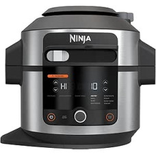 Ninja Foodi Multicooker with SmartLid, 6L, 11-in-1 Multicooker, Pressure Cooker, Pressure Cooker, Airfryer, Hot Air Fryer, Slow Cooker, Grilling, Baking, Stainless Steel, OL550EU